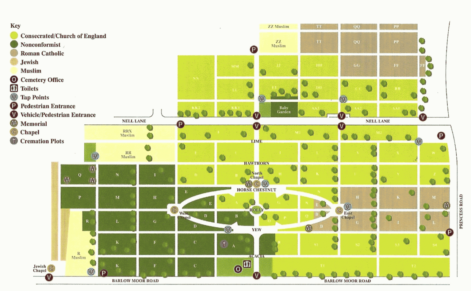 Map Of Southern Cemetery